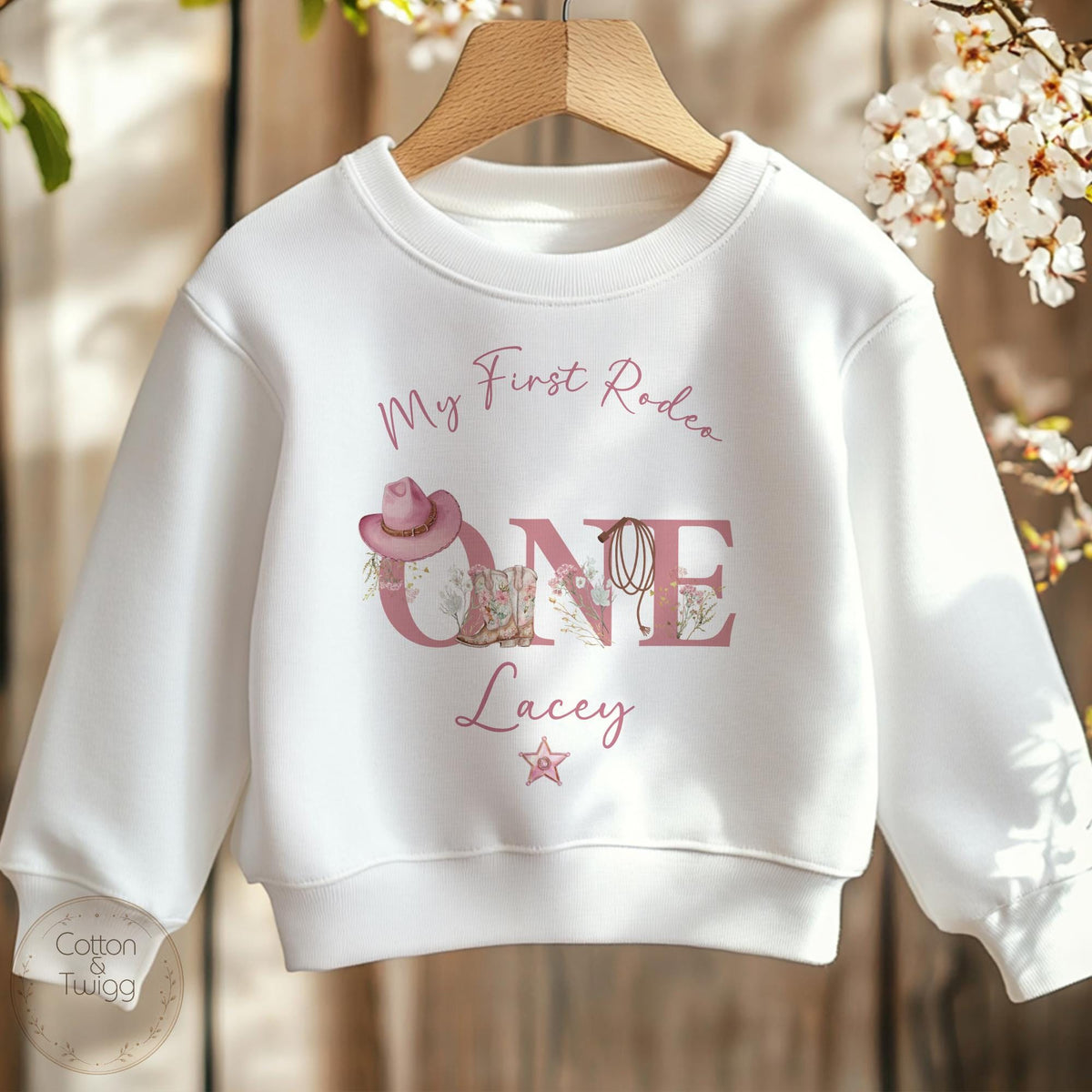 Pink Cowgirl "ONE" My First Rodeo Personalised Birthday Outfit
