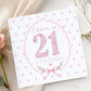 Pink Floral Numbers & Bow 21st Birthday Card – Cotton and Twigg