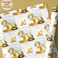 Kids yellow digger 1st birthday wrapping paper