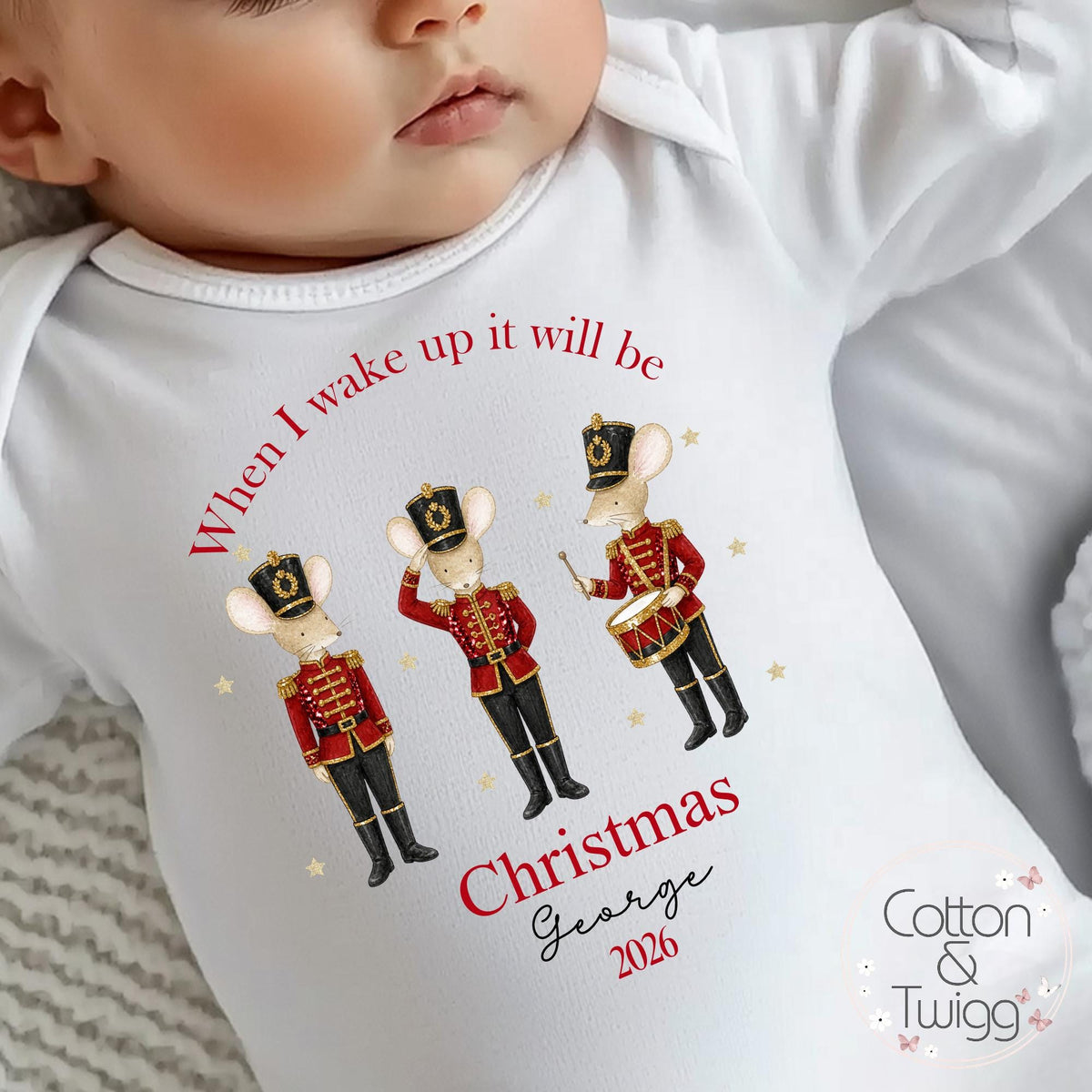 Nutcracker Soldiers Baby's First Christmas Sleepsuit, Vest & Bib
