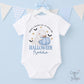 Blue Pumpkin Ghost 'When I Wake Up It Will Be Halloween' – Personalised Sleepsuit, Vest & Bib