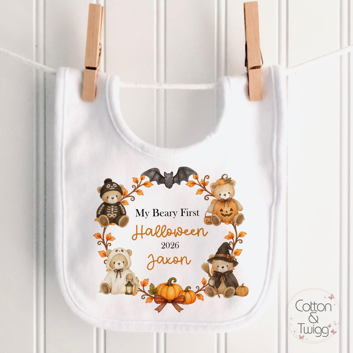 My Beary First Halloween Teddy Bear – Personalised Sleepsuit, Vest & Bib