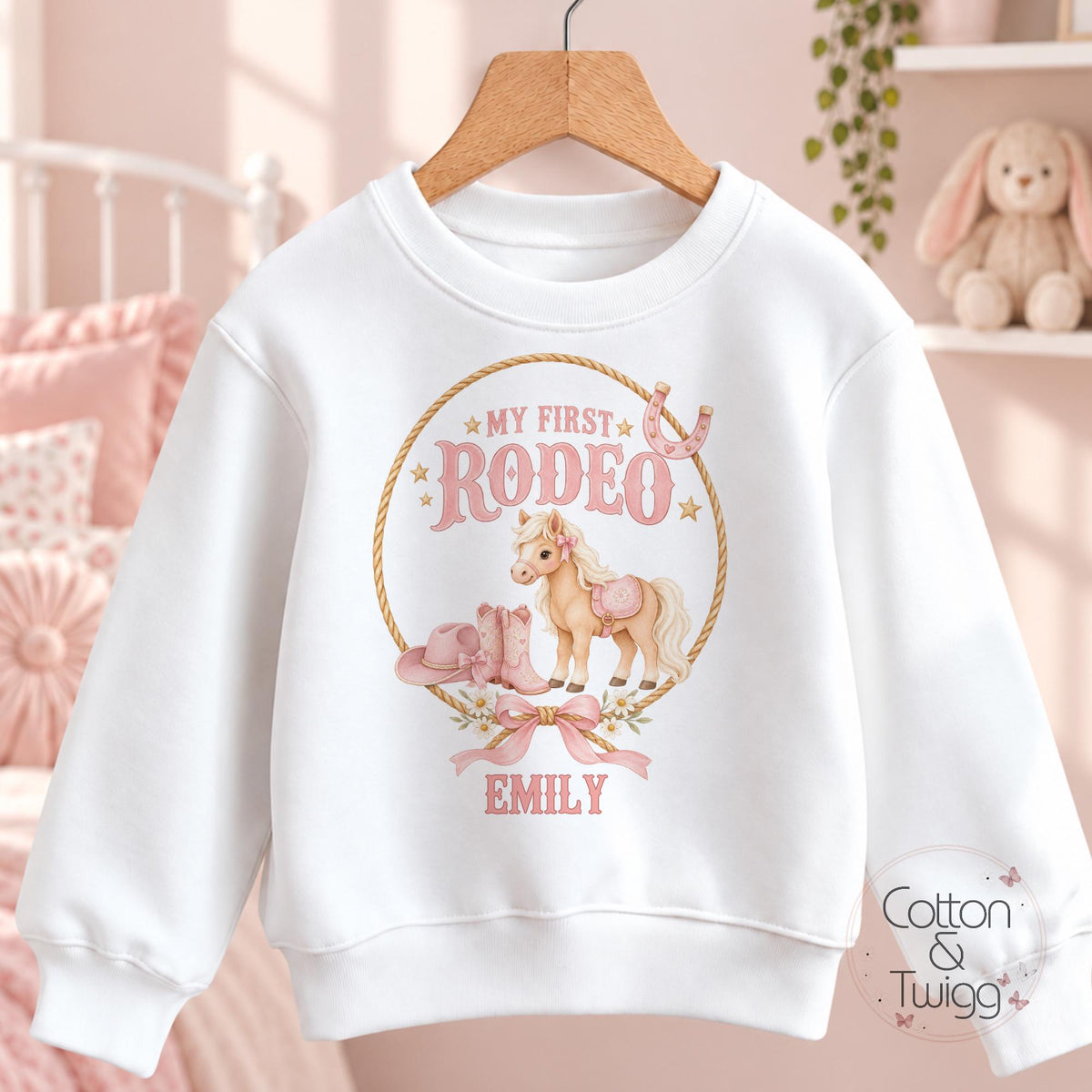 Pink Pony Cowgirl My First Rodeo Personalised Birthday Outfit