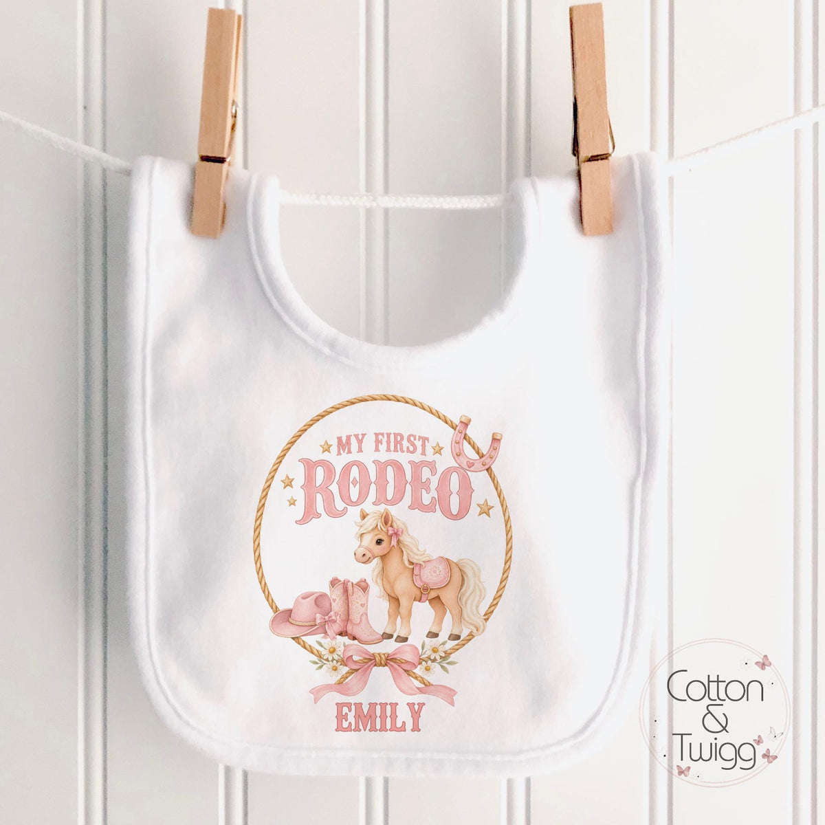 Pink Pony Cowgirl My First Rodeo Personalised Birthday Outfit