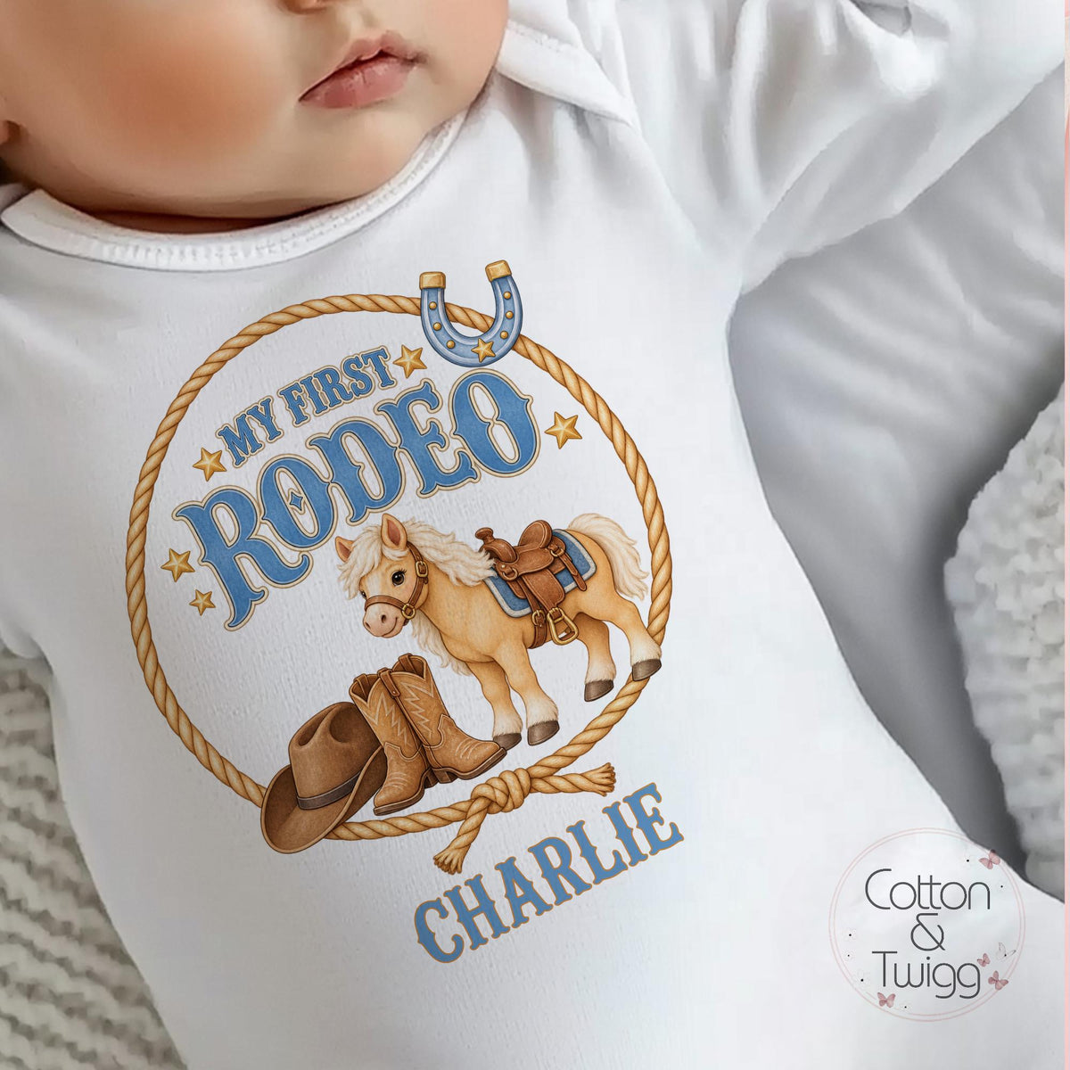 Pony and Lasso My First Rodeo Personalised Boys Birthday Outfit