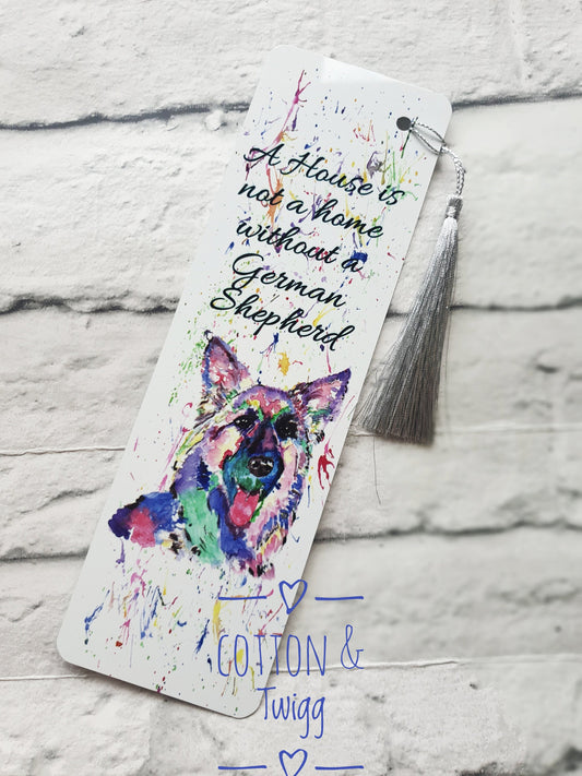 German Shepherd Bookmark, Alsation Dog Bookmark,Dog Bookmark, Personalised Dog Bookmark, Dog lovers Gift, Gift For Him, Gift For Her