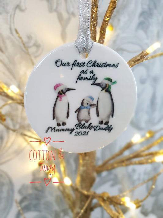 Personalised family Christmas ceramic decoration