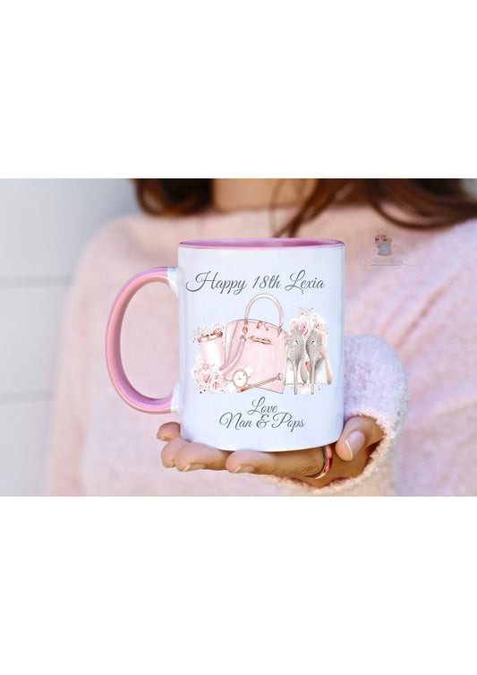 18th Birthday Mug For Her, 18th, 21st, 30th, 40th, Personalised Milestone Mug, Classy Design, Gift For Daughter, Niece, Sister,