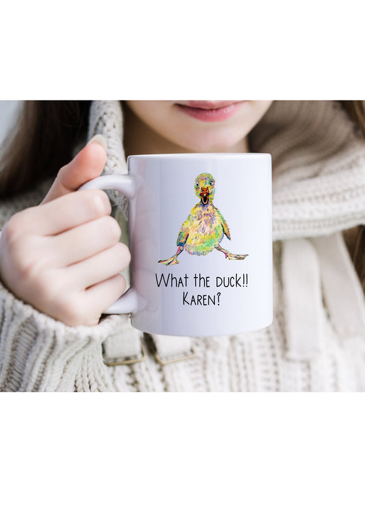 What The Duck Mug, Funny Gift, Personalised Mug, Birthday Gift, Morning Tea, Coffee Mug, Tea Lover Present, Gift For Her, Gift For Him