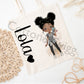Personalised Tote Bag, Custom Reusable Bag, Girls Personalised Bag, bag With Name,Choice Of Hair Color & Skin Tone, Gift For Friend/Daughter