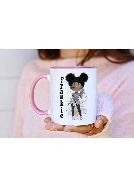 Personalised Girls Mug,  Gift For Girls, Gift For Older Girl, Hair & Skin Variations, Gift For her, Mug For Teenager, Girls Fashion Gift,