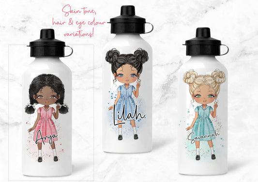 Personalised Girls Back To School Water Bottle