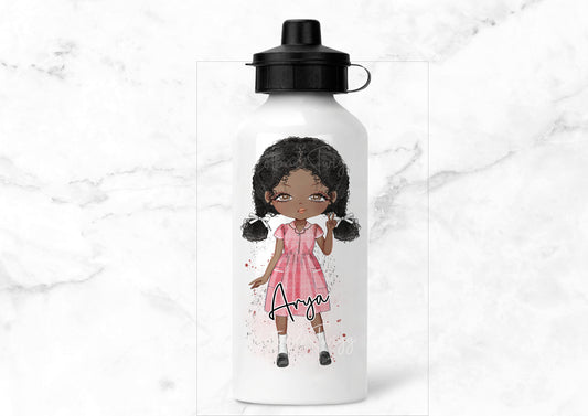 Personalised Girls School Uniform Character Water Bottle