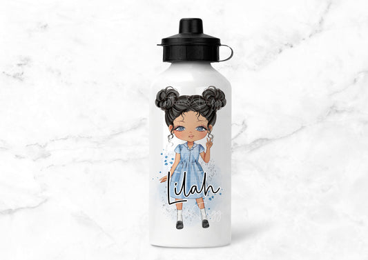 Personalised Girls School Uniform Character Bottle