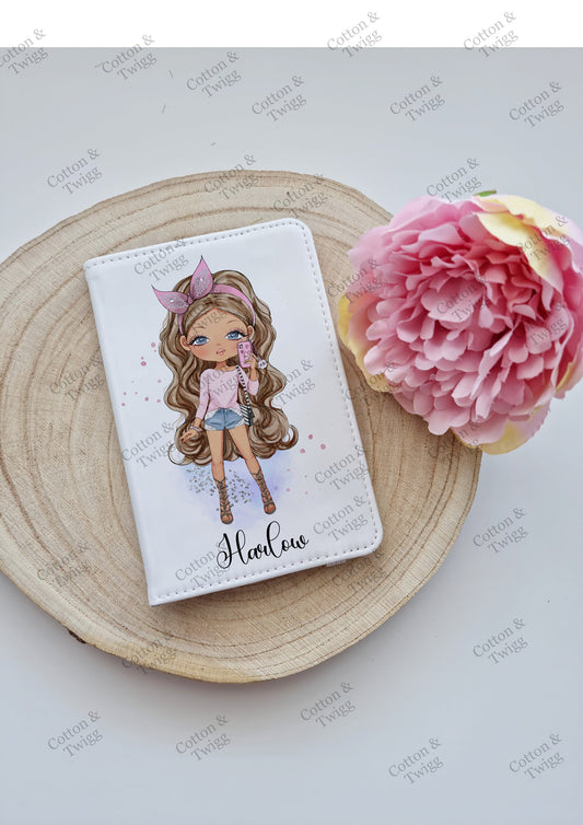 Personalised Girls Passport Holder,  Custom Travel Set, Gift For her or Bridesmaids, Hen Party Passport Cover, Gift For Her