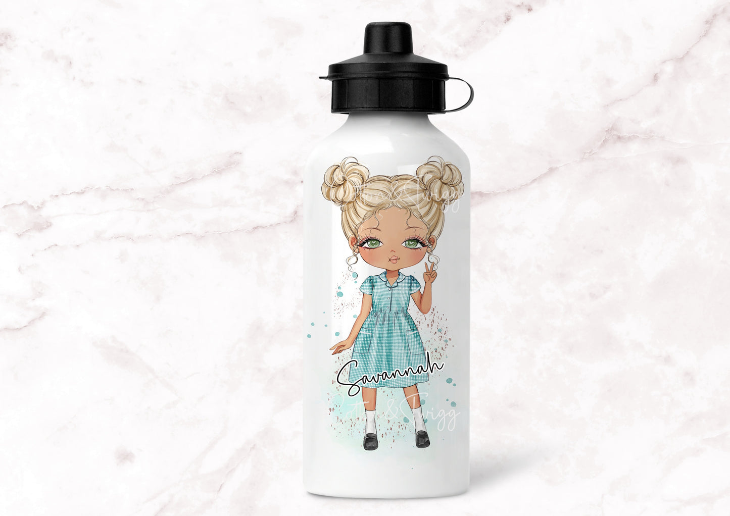 Personalised Girls Back To School Water Bottle