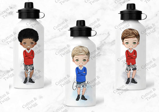 Personalised Boys Back To School Water Bottle