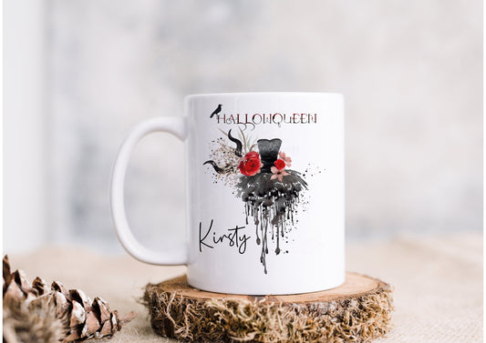 Personalised Halloween Mug, Halloween Coffee Cup, Halloween Decor, Gift For Teenager, Halloqueen, Autumn Mug, Halloween Gift