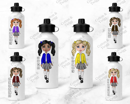 Personalised Girls Back To School Water Bottle