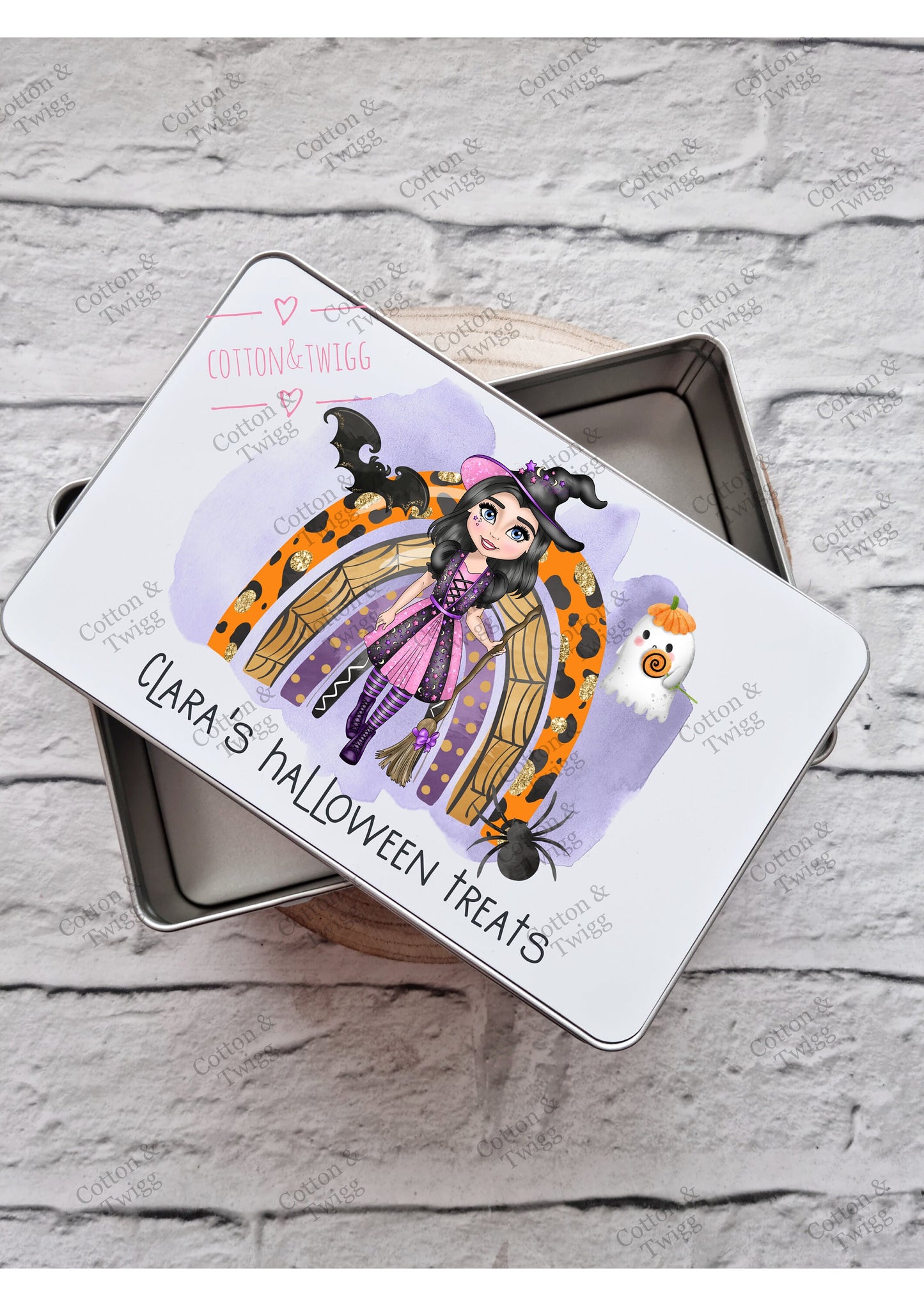 Personalised Halloween Tin, Trick Or Treat Tin, Halloween Gift, Vampire & Witch, Present For Halloween, Children's Gift, Halloween Candy