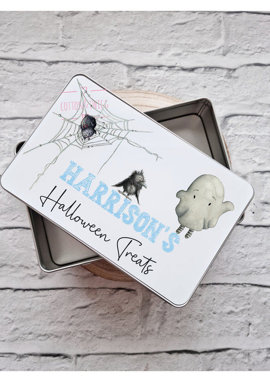 Personalised Halloween Tin, Trick Or Treat Tin, Halloween Gift, Cute Ghost, Present For Halloween, Children's Gift, Halloween Candy