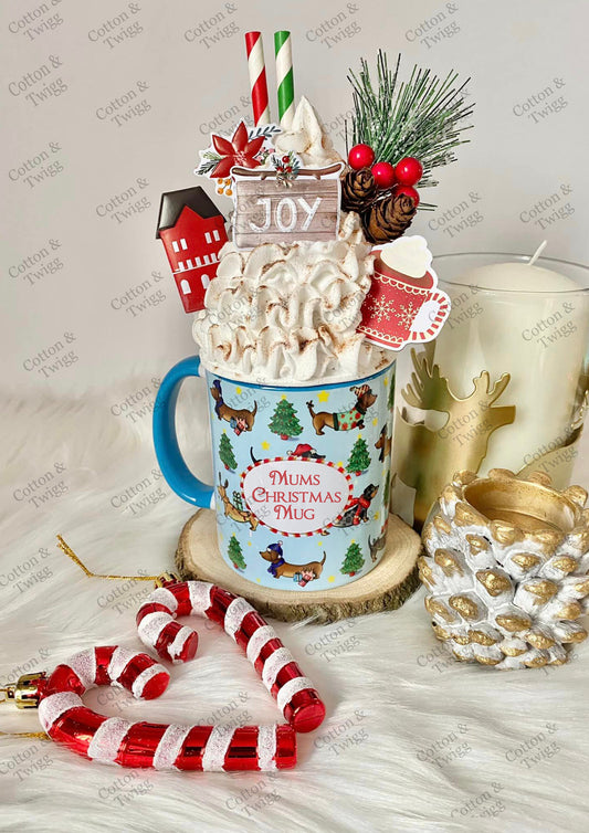 Personalised Daschund Christmas Mug, Sausage Dog Christmas Coffee, Tea Cup, Christmas Movie Mug, Secret Santa Gift, Festive Dog Lovers Gift