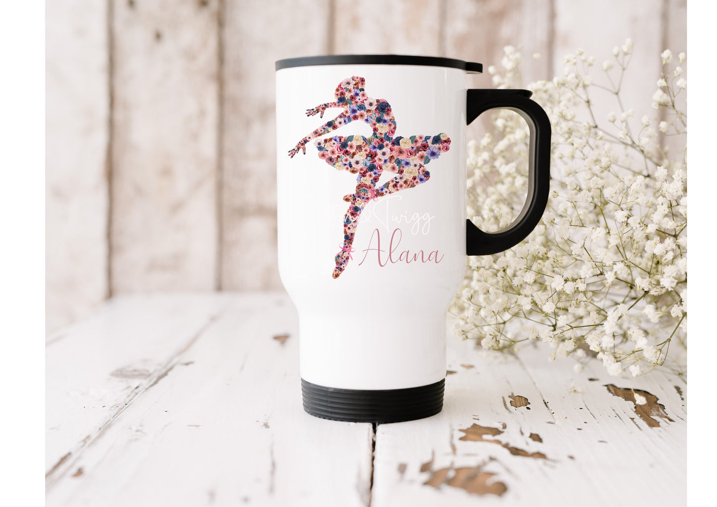 Personalised Dancer Travel Mug, Ballet Gift for Her, Dance School Gift, Ballerina Insulated Stainless Steel Mug. Ballet Teacher Gift,