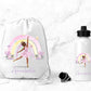 Personalised Ballet Water Bottle & Gym Bag, Ballerina Gift, Personalised PE bag, School, PE, Swim Drawstring Bag, Ballet Gift, Present