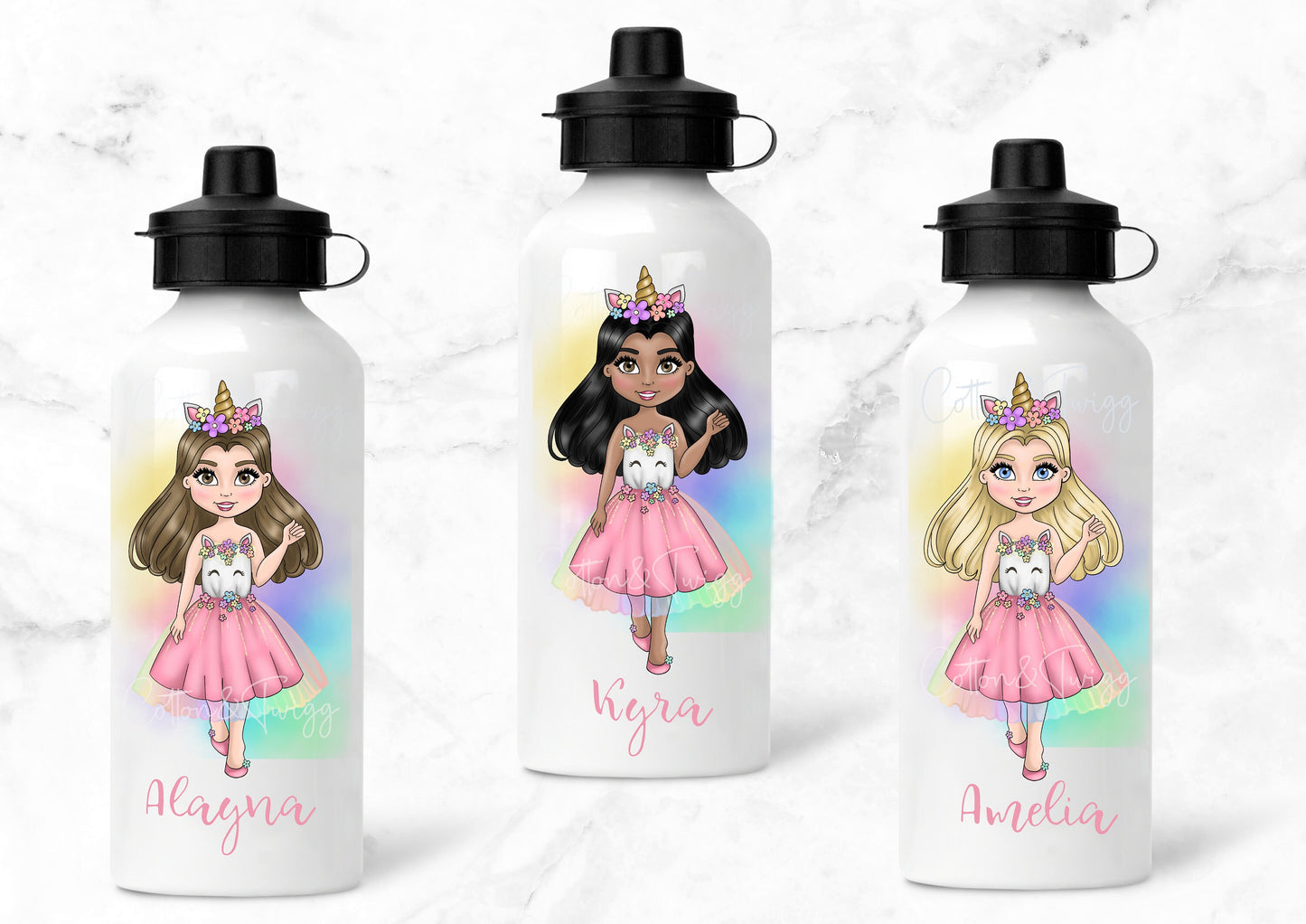 Personalised Girls Unicorn Water Bottle