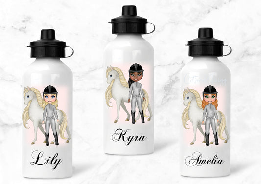 Personalised Girls Horse Riding Water Bottle