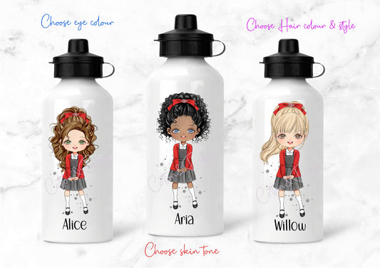 Personalised Girls Back To School Water Bottle