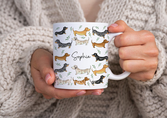 Personalised Daschund Mug, Sausage Dog Coffee, Tea Cup, Sausage Dog gift, Dog Lover Present, Animal Lovers Gift