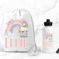 Personalised Water Bottle & Gym Bag, Personalised PE bag, School, PE, Swim Drawstring Bag, Unicorn Rainbow Gift, Kids Bag