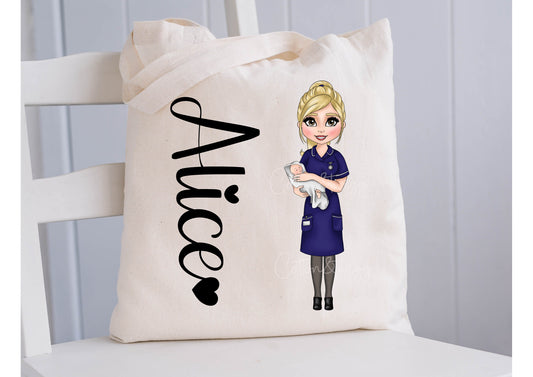 Midwife Tote bag, Personalised Midwife Bag, Midwife Shopping Bag, Nurse Lunch Bag, Student Nurse, Nurse Graduation, Nurse Gift, Work Bag