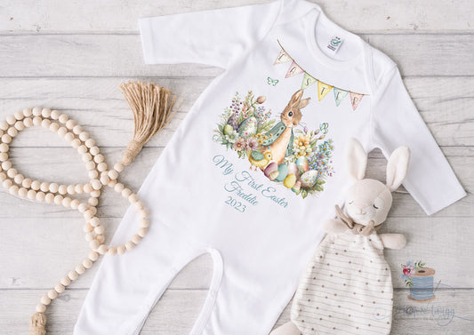 Personalised First Easter Sleepsuit, Vest & Bib