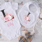 Baby Girls Personalised Floral Sleepsuit, Vest & Bib