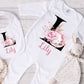 Baby Girls Personalised Floral Sleepsuit, Vest & Bib