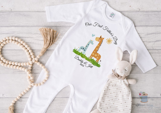 First Fathers Day Sleepsuit, Our First Father's Day Romper Suit, Baby Boy's 1st Father's Day Outfit, Fathers Day Gift, Personalised Babygrow