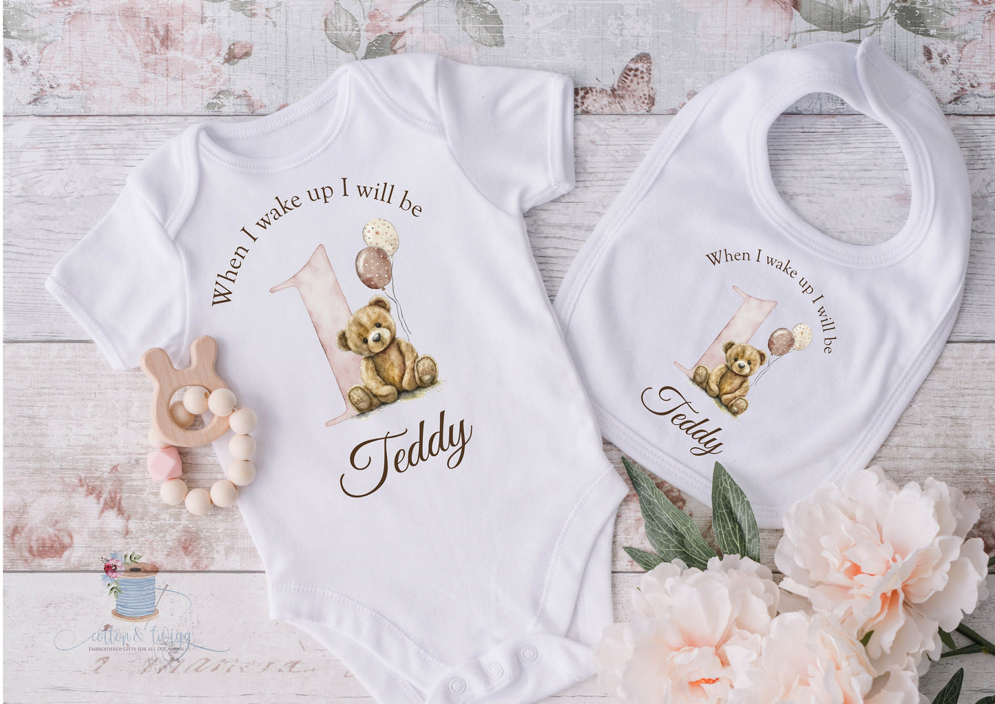 Personalised When I Wake Up I Will Be One Sleepsuit, Personalised Birthday Romper, 1st Birthday Babygrow, Unisex Birthday Outfit
