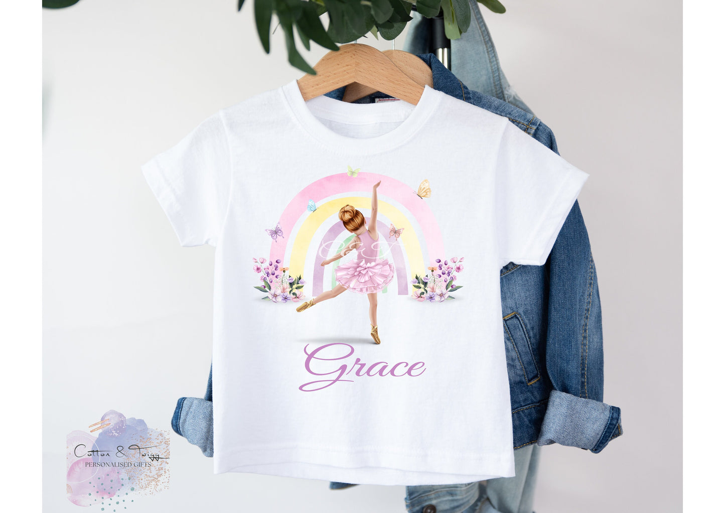 Personalised Girls Ballet T Shirt, Kids Ballerina Cotton T-Shirt, Personalised Ballet Gift, Childrens Ballet Top, Ballerina Printed T Shirt