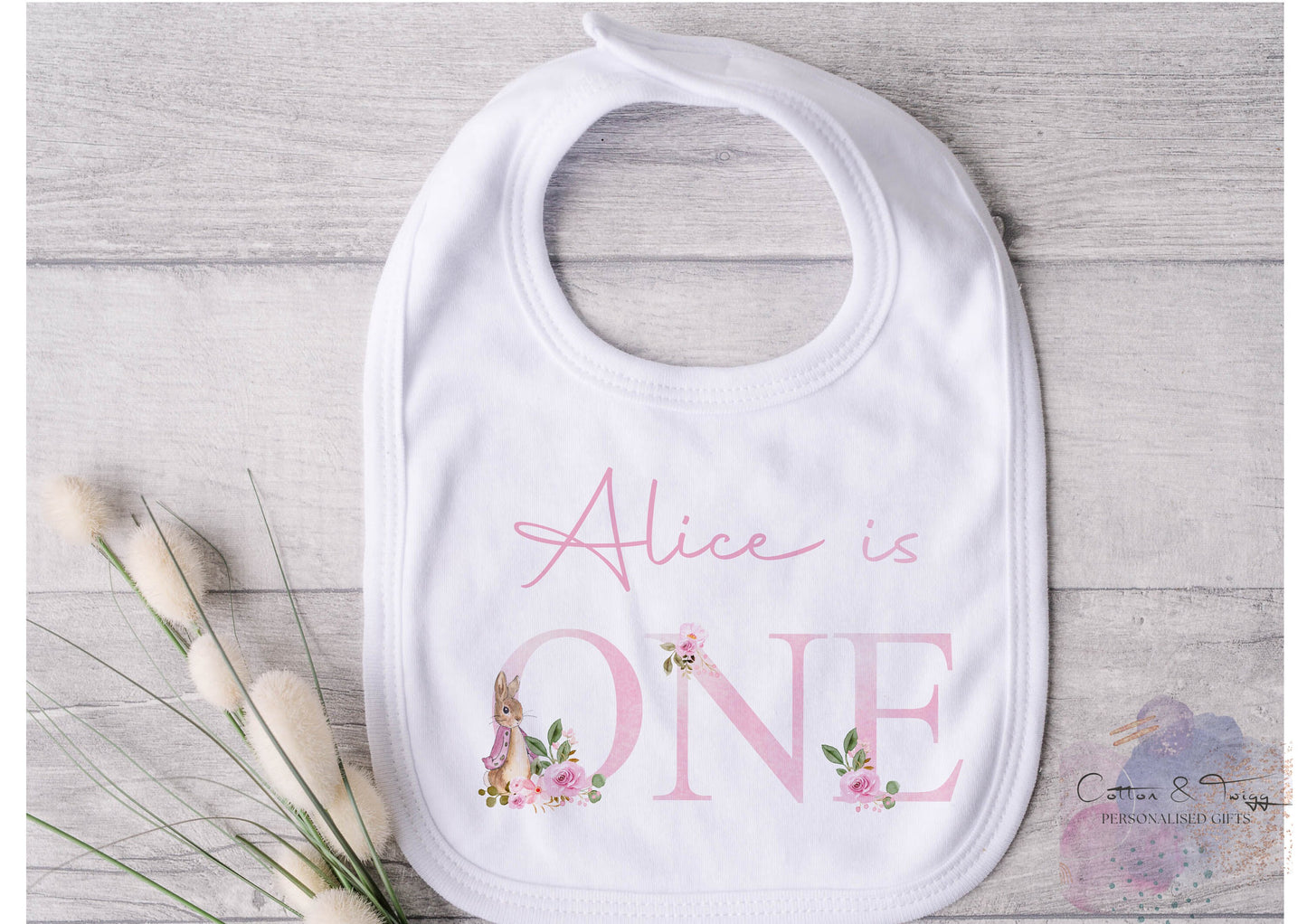Personalised I am One Sleepsuit, Personalised Pink  Rabbit Birthday Vest, 1st Birthday Babygrow, Unisex Birthday Vest