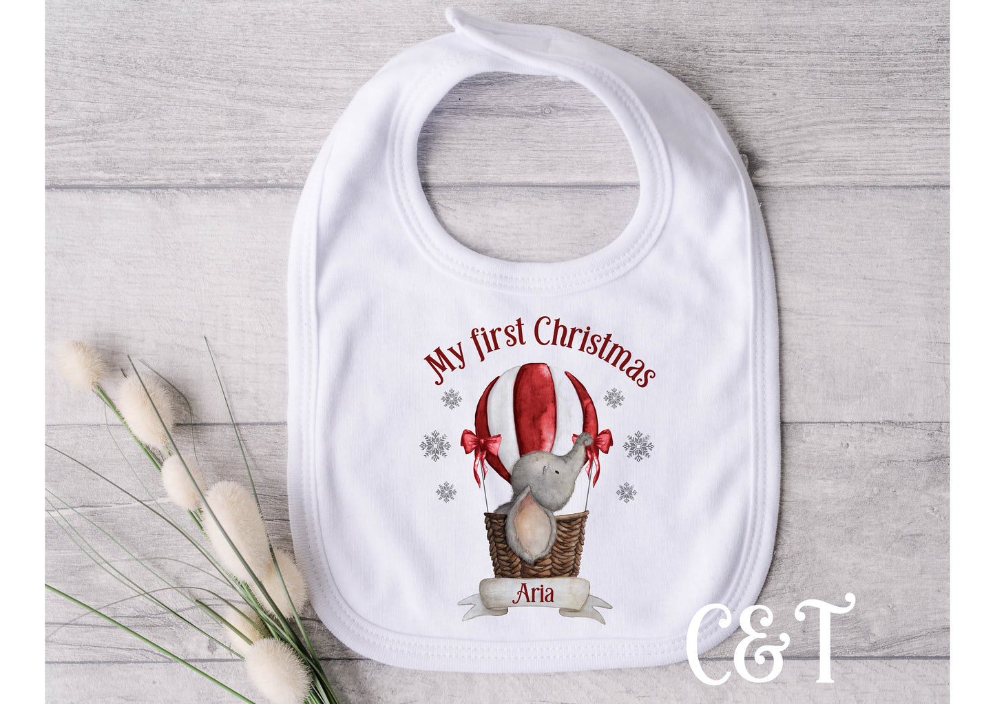 Baby's First Christmas Sleepsuit, Vest & Bib, Personalised New Baby Gift Set