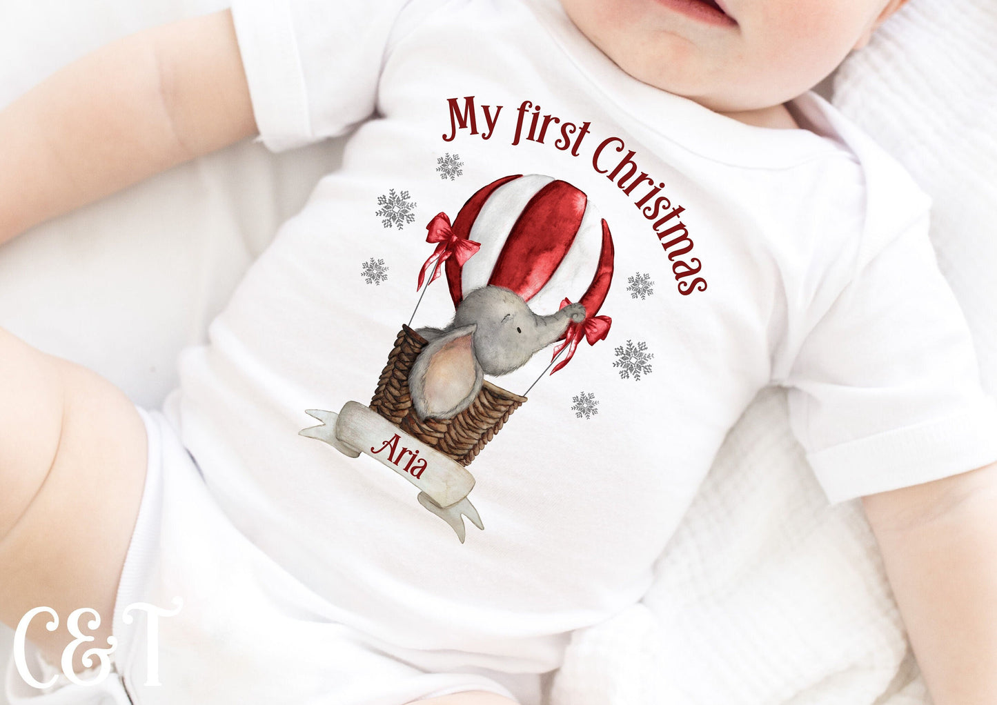 Baby's First Christmas Sleepsuit, Vest & Bib, Personalised New Baby Gift Set