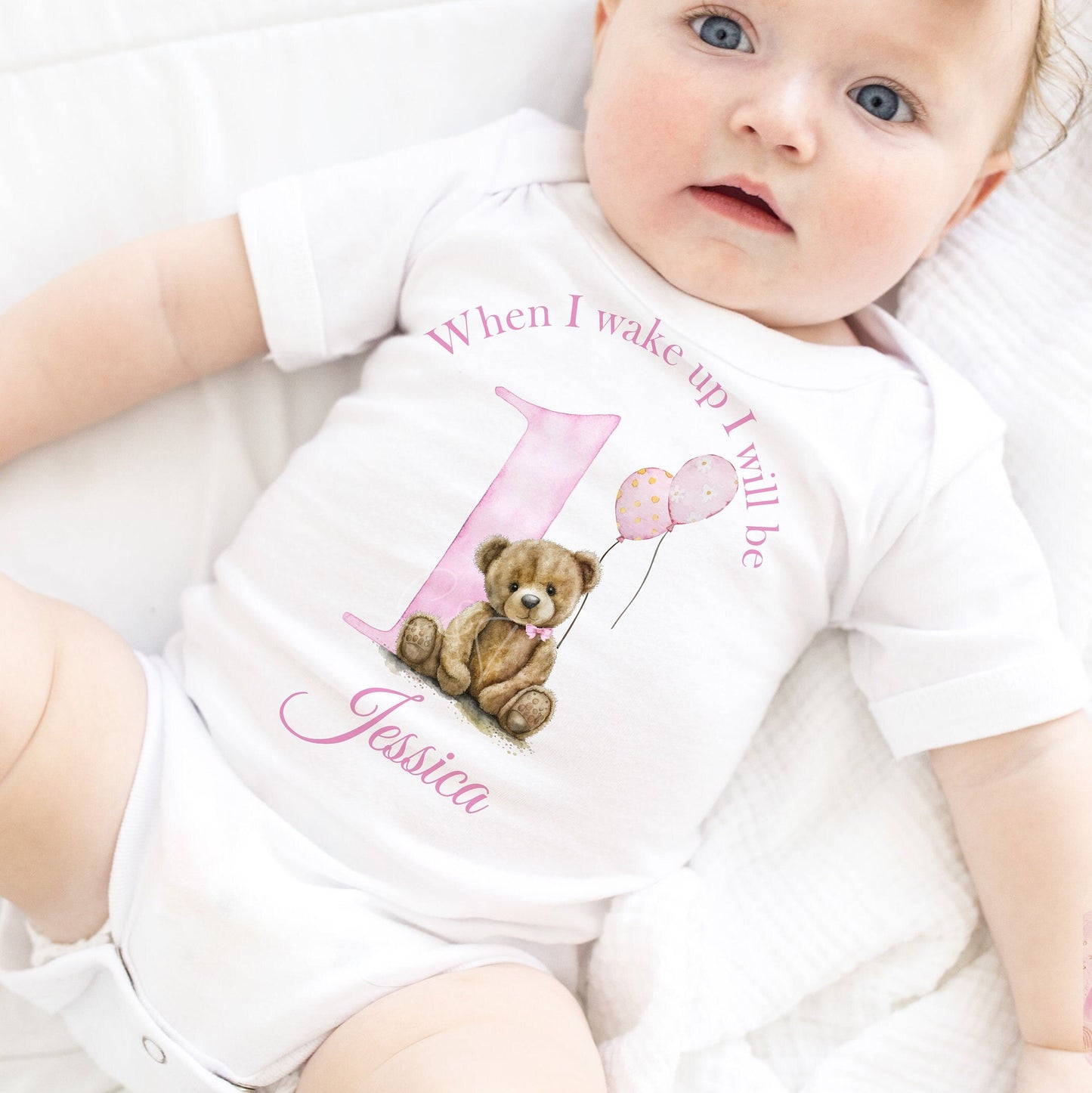 Personalised When I Wake Up I Will Be One Sleepsuit, Personalised Birthday Romper, 1st Birthday Babygrow, Birthday Bodysuit