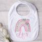 Personalised Floral Rainbow Baby Vest, Sleepsuit & Bib, Personalised New Baby Girls Gift Set