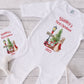 Personalised Peter Rabbit First Christmas Gift Set, Sleepsuit, Vest & Bib